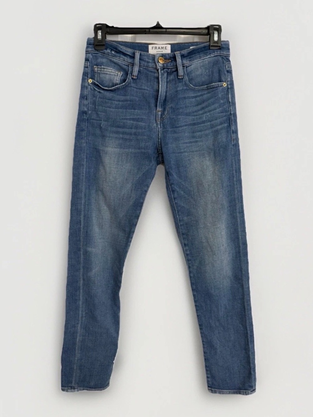 Frame Le Boy Jeans Women Size 25 Blue Denim Mid-Rise Casual Straight Medium Wash